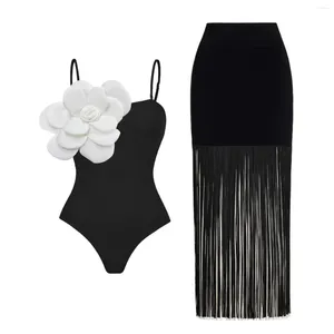 Женские купальники, сексуальный черный, белый цвет с пляжным платьем, роскошный женский купальник с цветочным принтом, купальный костюм в стиле ретро, кимоно для прогулок для девочек