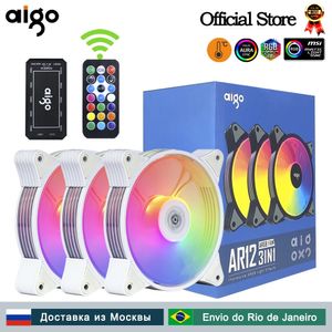 AIGO AR12 BIAŁY 120 mm komputer Case Case Fas Fan Chłód 6pin Regulowany RGB LED 12cm Mute Reciilador REAT SPEED 5V ARGB wentylatory ARGB 240401