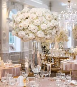 Vaso de flores de vidro para decoração de casa, vaso de flores popular, decoração de mesa de casamento, hotel, decorativo, vidro alto, vasos de flores de cristal para coluna de chão, decoração de eventos