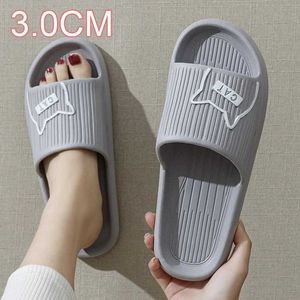 Slippers Couple Summer Beach Slides Women Cartoon Bear Flip Flops Men Thick Sole Indoor Bathroom Anti-Slip Sandals Ladies Shoes07 H240322