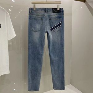 Fashion Designer Men's Jeans Letters Casual Triangle Label Diamond Street Fashion Black pants Solid color jeans