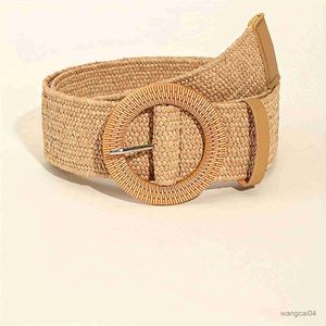 Belts Boho Round Buckle Braided Belts Khaki Elastic Wide Belts Casual Dress Girdle For Women Girls