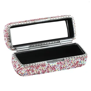 Cosmetic Bags Ladies Shiny Rhinestone Luxurious Fashion With Mirror Daily Home Travel Lipstick Case Storage Holder Jewellery Box Gift