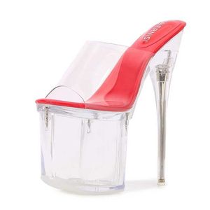 Klänningsskor Fashion Car Models High Heel Sexig Clear Waterproof Platform 19cm Hate Tiangao Tistrar Kvinnor Transparent nattklubb Sandaler H240321