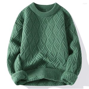 Męskie swetry 2024 swobodny sweter O jesienne i zimowe dzianiny utrzymują ciepło gęstnie