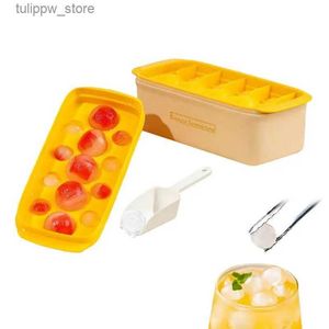 Ice Cream Tools Silicone Ice Cube Molds Ice Ball Maker Food Grade Stackable Easy To Release Ice Cube Tray With Lid Bin Keep Drinks Chilled L240319
