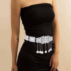 Bel Zincir Kemerleri Afgan oksitlenmiş gümüş renkli metal göbek zincirleri kadınlar için kadın büyük geniş ağır dans elbisesi kemeri zincir partisi mücevher hediyesi231216