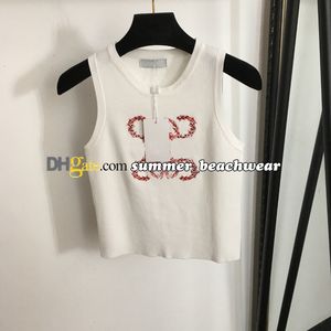 Women Tanks Tees Sequin Embroidered Knitted Vest Designer Crew Neck Sleeveless Knit Tops Summer Sports Vest Knitted Tees
