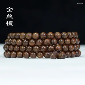 Strand Silk Sandalwood Bracelet String Along The Grain Old Material Buddhist Beads Wooden Literary Play Men And Women Jewelry Rosary