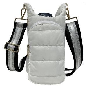 Sacos de compras Puffer Water Bottle Carrier Portátil Down Acolchoado Sling Bag Outdoor Crossbody Hydrobags Ajustável Suporte de Alça Larga