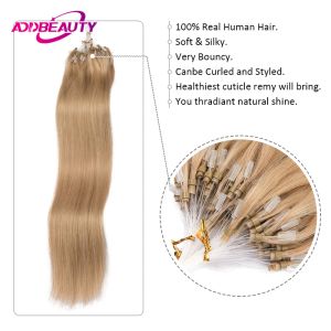 エクステンションAddBeauty Human Hair Extensionストレートマイクロループ融合ヒューマンヘア40g 50gナチュラルヘアエクステンションフィッシングラインレミーヘア