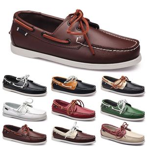 Men Casual Shoes Black Leisures Silvers Taupe Dlives Brown Grey Red Green Walking Low Soft Multis Leather Mens Sneakers Outdoor Trainers Boat Shoes Breathable BB047