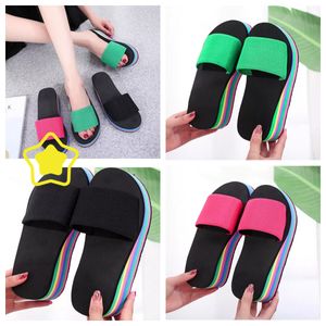 Slippers women's one-sided flip flops herringbone summer thick sole sandals high heels t outerwear casual beach wear GAI flip-flo platform rainbow colorful 36-41