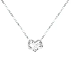 Kedjor 925 Sterling Silver Sparkling Infinity Heart Collier Pendant Necklace Crystal Neck Chain For Women Jewelry