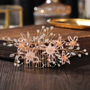 Tiaras na moda ouro strass casamento pentes de cabelo acessórios de cabelo para nupcial cristal headpiece ornamentos de cabelo casamento jóias de cabelo y240320