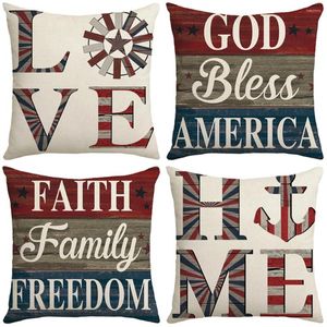 Pillow God Bless America Pillowcases 45x45 Cover Faith Family Freedom Independence Day Throw Patriotic Decorations