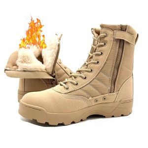 Buty zimowe mężczyzn Swat armia taktyczna buty śnieżne na zewnątrz ciepłe futra wędrówki wspinaczkowe trekking kostki buty pustynne buty