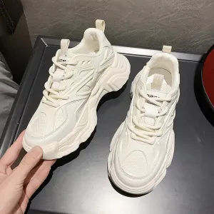 Par pappa skor enkel plattform chunky sneakers kil för kvinnor casual skor andas mesh sommarsport löpande sko lättvikt tenis feminino spets upp a44