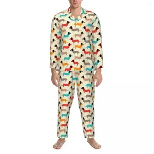 Indumenti da notte da uomo Pet Dog Print Pigiama Set Primavera Cartoon Animal Sonno romantico 2 pezzi Estetico Oversize Home Suit Regalo di compleanno