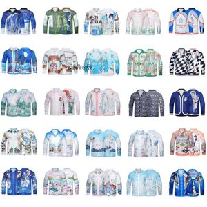 Casablanca camisas outono digital spray impresso masculino fantasia moda manga comprida camiseta