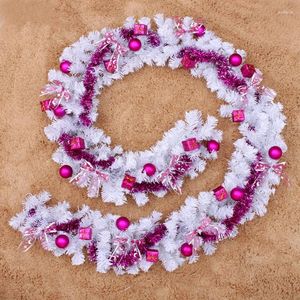Christmas Decorations 270 Cm Garland White With Rose Red Balls Rattan Ornaments For Home