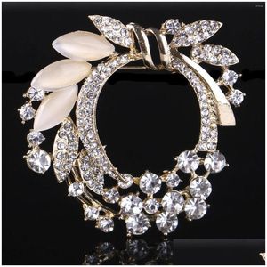 Spille Spille Moda Perla imitazione Strass Fiore di cristallo per le donne Matrimonio Festa nuziale Bouquet rotondo Spilla Pin Drop Delive Dhlub