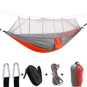 Fonoun Camping Hammock med Mosquito Net Tent Nylon för 2 personer andningsbara 260x140cm Ultra Light FNT663 240306