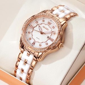 Wristwatches 2024 JSDUN Watch For Women Ceramics Strap Waterproof Luxury Top Brand Wristwatch Elegant Ladies Quartz Watches