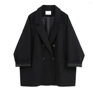 Abiti da donna Blazer vintage di grandi dimensioni Abito da donna da ufficio da donna Primavera Autunno Manica lunga Giacca coreana chic oversize Casual Nero