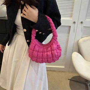 Axelväskor Plaid Bubble Bag Bag Lightweight Korean Style Fold Cloud Handbag Mini Tote Storage Outdoor