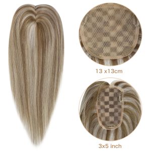 Piece Full Shine Hair Topper 3*5inch One Piece Clip Hair Free Part Mono Base Invisible Blonde Color Machine Remy Human Hair For Women