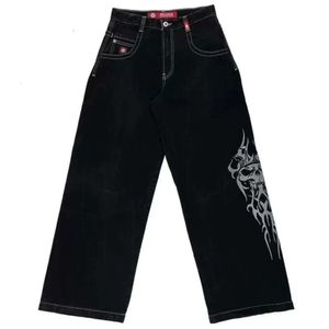 JNCO Jeans Y2K Mens Hip Hop Dice Graphic broderade baggy jeans retro blå byxor harajuku gotisk hög midja bredbyxor vinter01 541