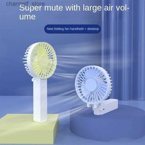 Electric Fans Summer New Portable Handheld Small Fan USB Laddning Mini Dormitory Outdoor Folding Fan As En present till Best Friendsy240320