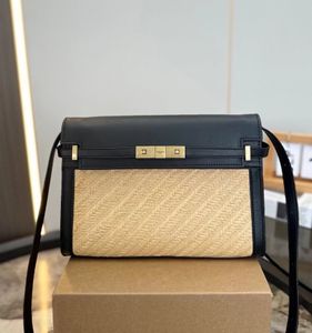 Borsa a tracolla in paglia di design di lusso Borsa a tracolla Manhattan da donna di moda Borse e borsette in pelle marrone nero Borsa a mano da donna Borsa sotto le ascelle di alta qualità 2650