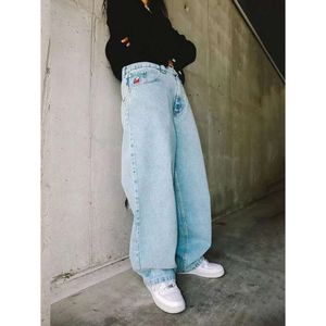 Y2K Golf Trap Wang Jeans для мужчин уличная одежда мешкоидная вышиваемая джинсовая досуга Простые грузовые штаны Женщины Mujer Winter01 872