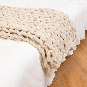 Decken Große weiche Hand-Chenille-Strickdecke Dickes Garn Stricken Sofaüberwurf Winter S Drop