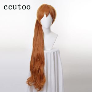 Peruklar ccutoo thumbelina peruk 100cm uzunluğunda kıvırcık sentetik saç cosplay kostümü peruklar yonga at kuyruğu + ücretsiz peruk kapağı