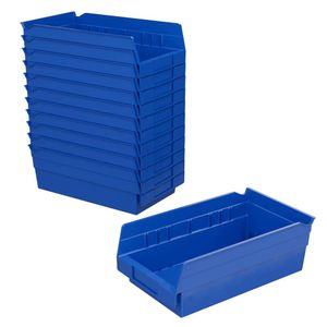 Akro-Mils 30130 Plastikowe organizator i pojemniki do przechowywania do lodówki, kuchni, szafki lub spiżarni, 12-calowe 6-calowe x 4-calowe, niebieskie, 12-pakowe