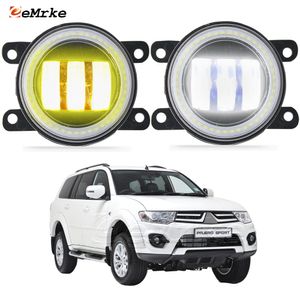 Eemrke LED Mgły Montaż 30W / 40W + Angel Eyes Drl dla Mitsubishi Pajero Montero Sport II / Challenger 2013 2014 2015 z przezroczystym obiektywem samochodu w ciągu dnia Light 12v