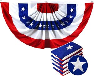 Party Decoration USA Pleated Fan Flag 1.5x3 Ft American Bunting Flags Patriotic Stars & Sewn Stripes Canvas Header And Brass Grommets