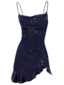 파티 드레스 스파게티 스트랩 십대를위한 홈 커머스 드레스 반짝이는 스팽글 칵테일 가운 짧은 뒤틀리적인 무도회 ruffle hem on155