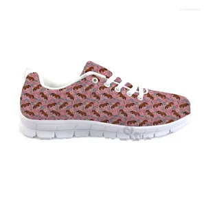 Casual Shoes Pink Floral Horse Pattern Women Platform Lace Up Large Size Non-Slip Running Sneakers för anpassade Zapatillas