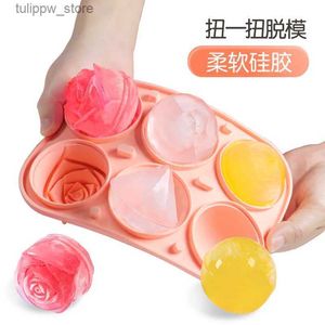 Glassverktyg med tratt silikon isgitter Ice Box Ice Cube Mold Food Grade Ice Hockey Rose Diamond Ball DIY Mold Lätt att släppa mögel L240319