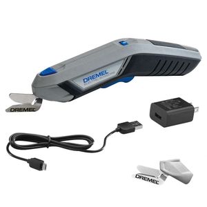 Dremel 4V Cordless Electric Scissors with USB Rechargeable Battery Two Blade Attachments - Ideal for Cutting Cardboard, Fabric, and Paper, HSSC-01