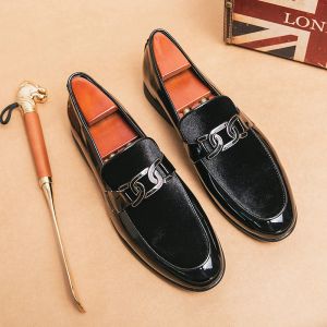 Shoes New Men Dress Shoes Shadow Patent Leather Luxury Fashion Groom Wedding Shoes Men Luxury italian style Oxford Shoes Big Size 47