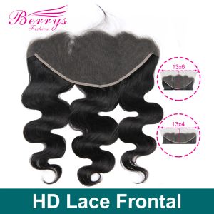 Scissors Berrys Fashion Hair 13x6 HD Lace Frontal Hair Body Wave Remy Cabelo invisível 13x4 13x6 renda pré -abate a linha do cabelo com cabelo de bebê