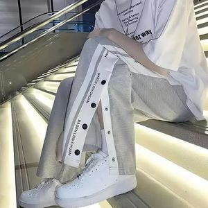 2023 botão lateral jogger calças de perna larga calças masculinas y2k estilo coreano hiphop streetwear harajuku solto das mulheres baggy sweatpants 240315