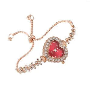 Orologi da polso Orologi con diamanti da donna Bracciale Quadrante a forma di cuore di facile lettura per il regalo di compleanno della fidanzata