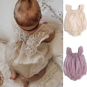 Babys Princess Romper born Butterfly Wings Rompers Bodysuit Todder Birthday Party Jumpsuits .Infant Clothing 0-4T 240318