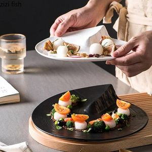 Plates Creative Ceramic Dinner Dish Snack Dessert Household Irregular Shape Tableware Modern El Restaurant Steak Pasta